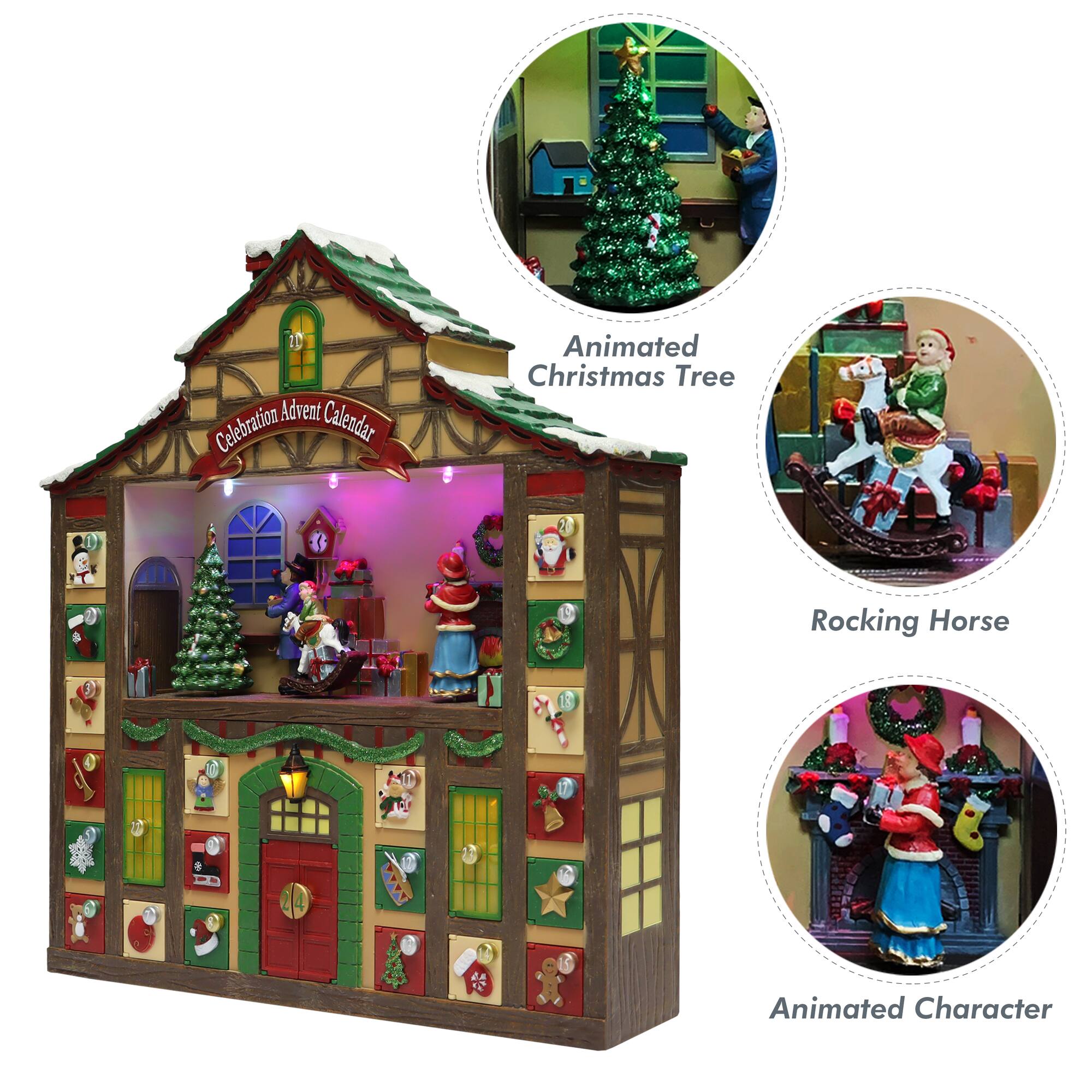 Moments in Time 16.3" Animated Advent Calendar Décor